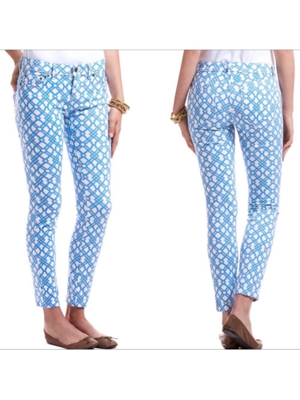 Vineyard Vines Blue & White Lattice Ankle Jeans